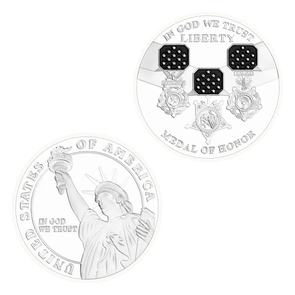 Медаль чести, клейкая монета в Боге, мы доверяем США, свобода, искусственная свобода, Серебряная Памятная монета