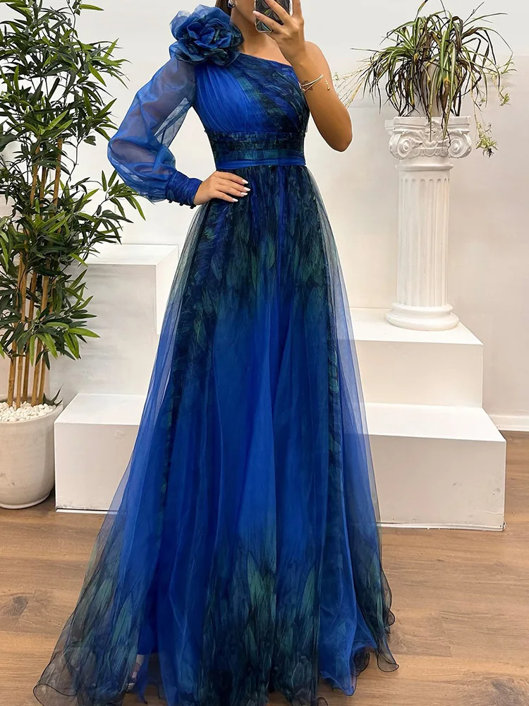 Платье макси с косым воротником