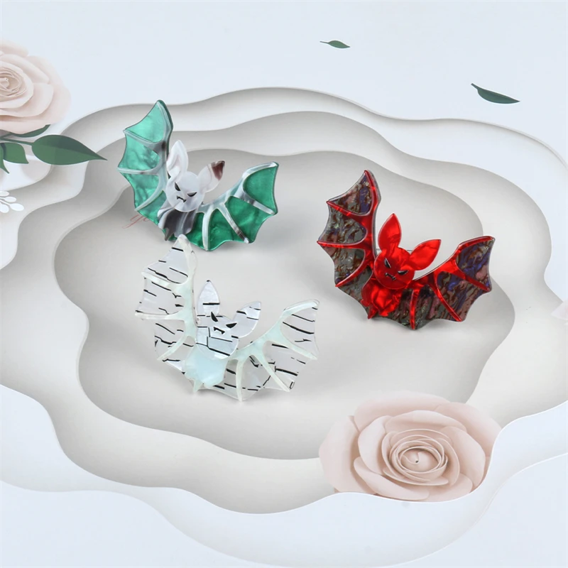 

NYN 3 Color Evil Bat Brooch Pins for Women Men 2021 New Design Funny Acrylic Animal Fashion Jewelry Party Birthday New Year Gift