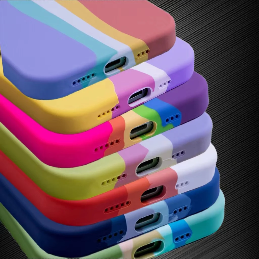 Радужный чехол для телефона iPhone 6 7 8 Plus X XR 11 12 Pro Max силиконовый цветной милый с