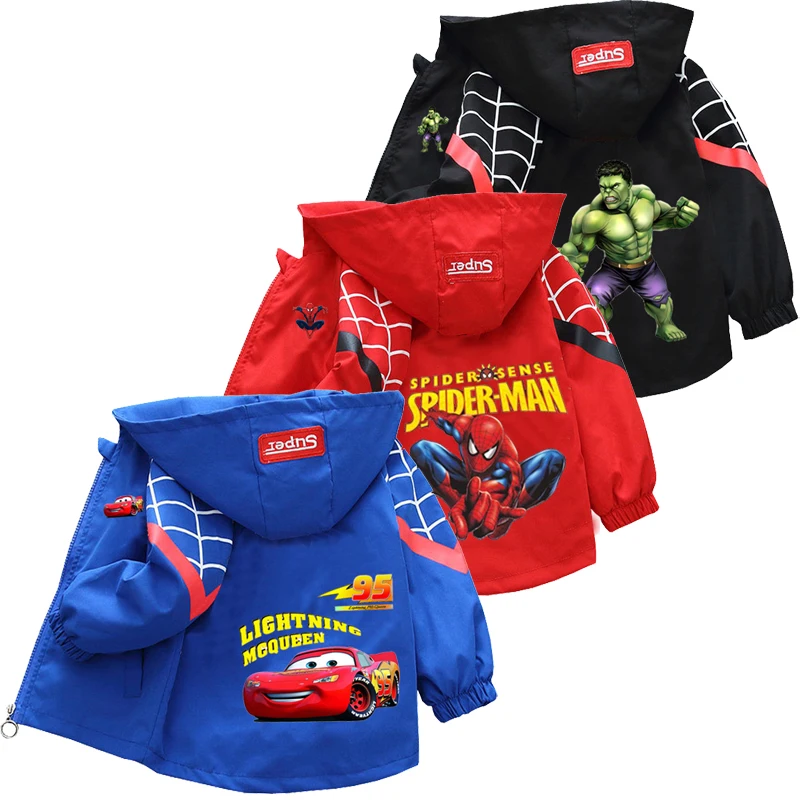Куртка с капюшоном для мальчиков на молнии мультяшными машинками