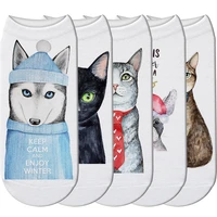 japanese trend street hip hop art couple low cotton socks high quality printing simple animal pattern cute kawaii cat socks