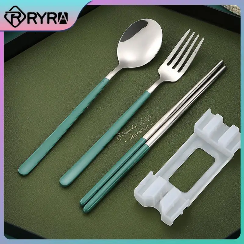 Durable Cutlery Spoon Fork Chopsticks High Quality Portable Dinnerware For Students Camping Stainless Steel Dinnerware Set Nice