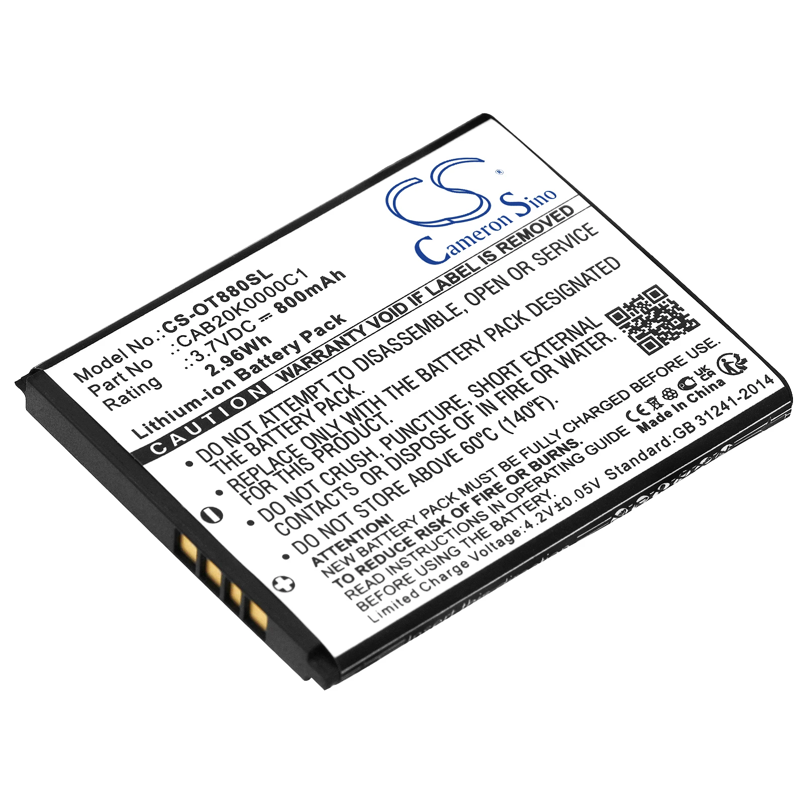 Высококачественная батарея Cameron Sino BY42 CAB3122001C1 TB-04BA для TCL/Alcatel OT-870 Φ 875 880 880A 888 888D 905907