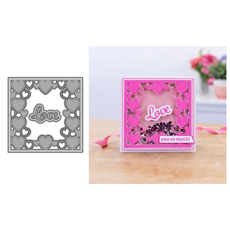 

Love Heart Background Frame Metal Cutting Dies for Scrapbooking Handmade Mold Cut Stencil New DIY Card Make Mould Model Craft