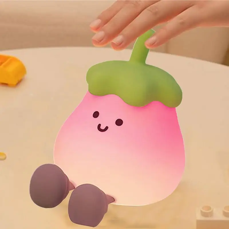 Силиконовый детский ночник перезаряжаемый светильник в форме баклажана