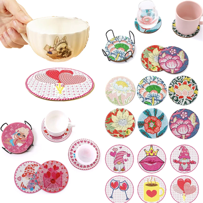 

Алмазная картина «сделай сам» на День святого Валентина, подставка, сердце, цветок, карликовая стразы, вышивка, акриловые деревянные подста...