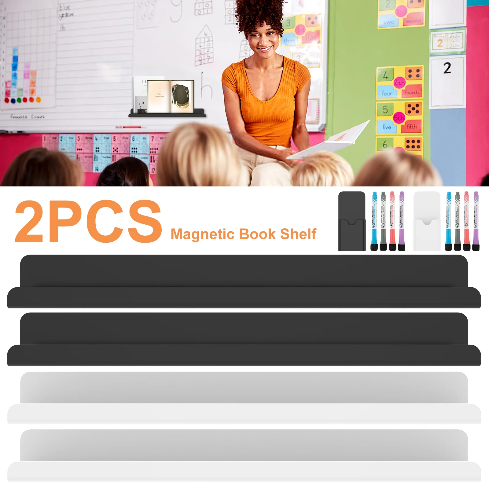 

Магнитная книжная полка, 2 шт., акриловая магнитная книжная полка, многоразовая Магнитная книжная полка, портативный магнитный стеллаж для специй, магнитный
