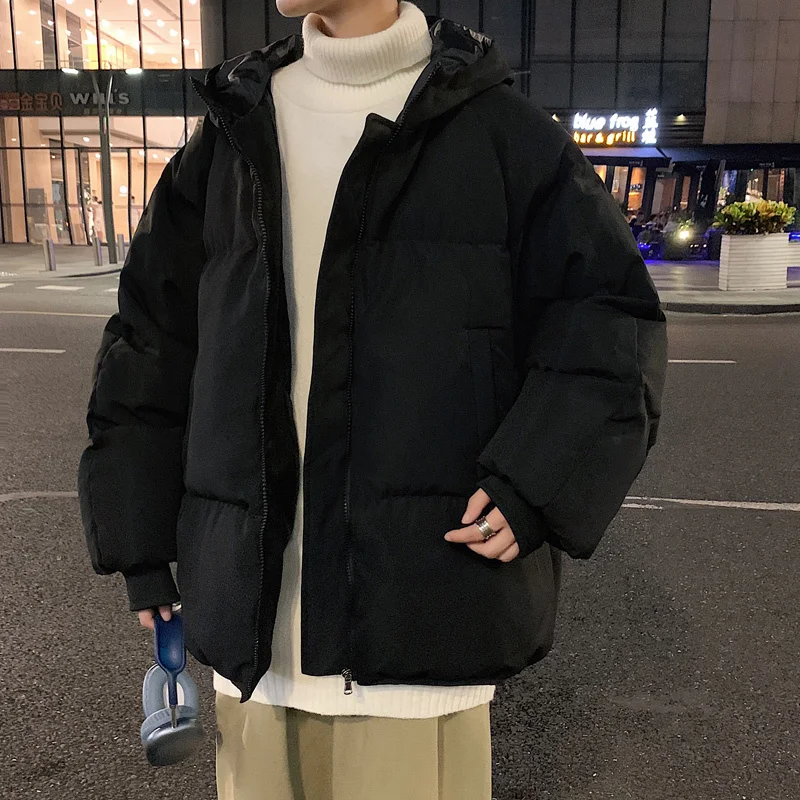 Winter Jacket Men Warm Fashion Casual Thicken Hooded Jacket Men Streetwear Korean Loose Thick Short Coat Mens Parker M-5XL
