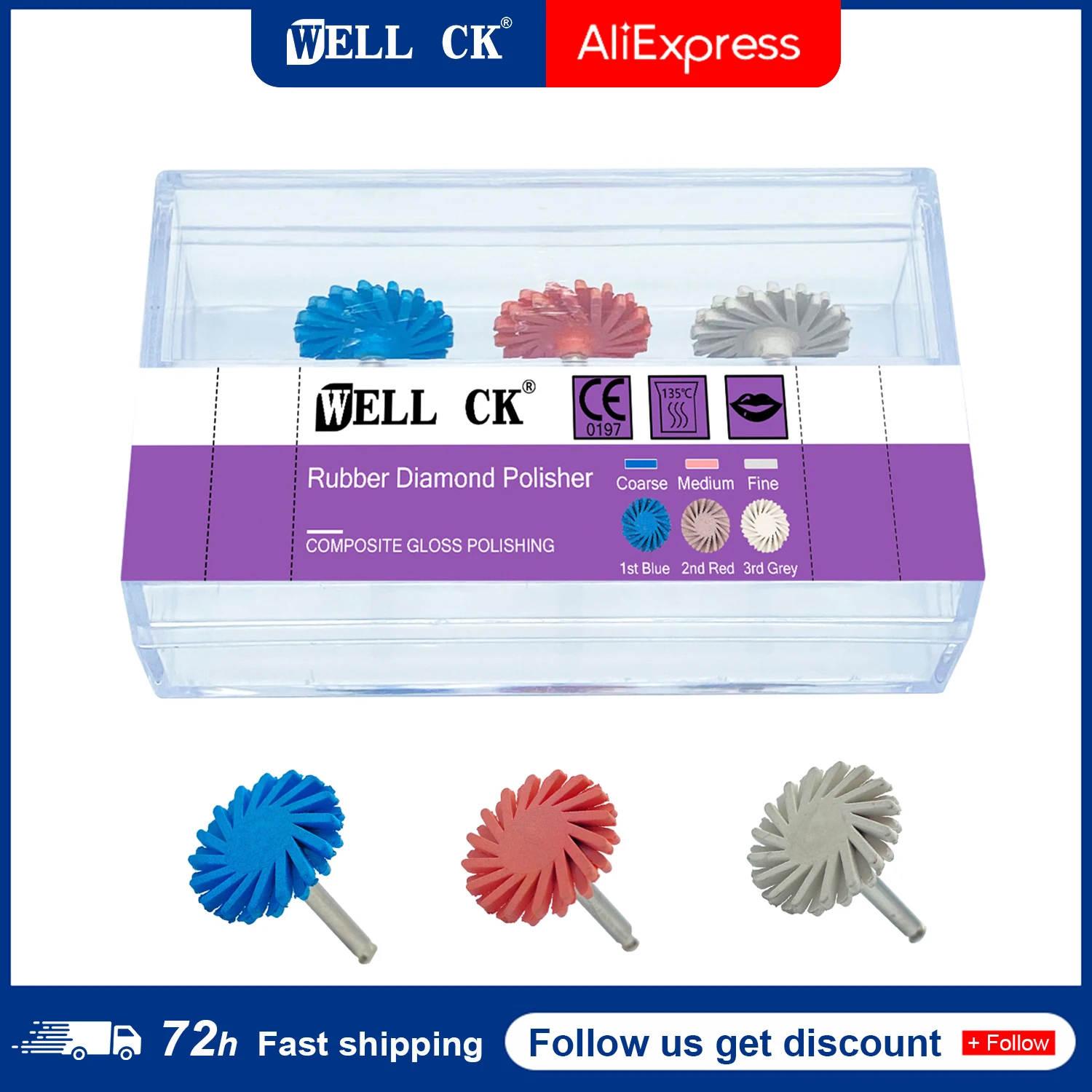 3Pcs/Box Dental Rubber Polisher Composite Resin Polishing Diamond System RA Disc Kit 14mm Wheel Spiral Flex Brush Burs - купить по