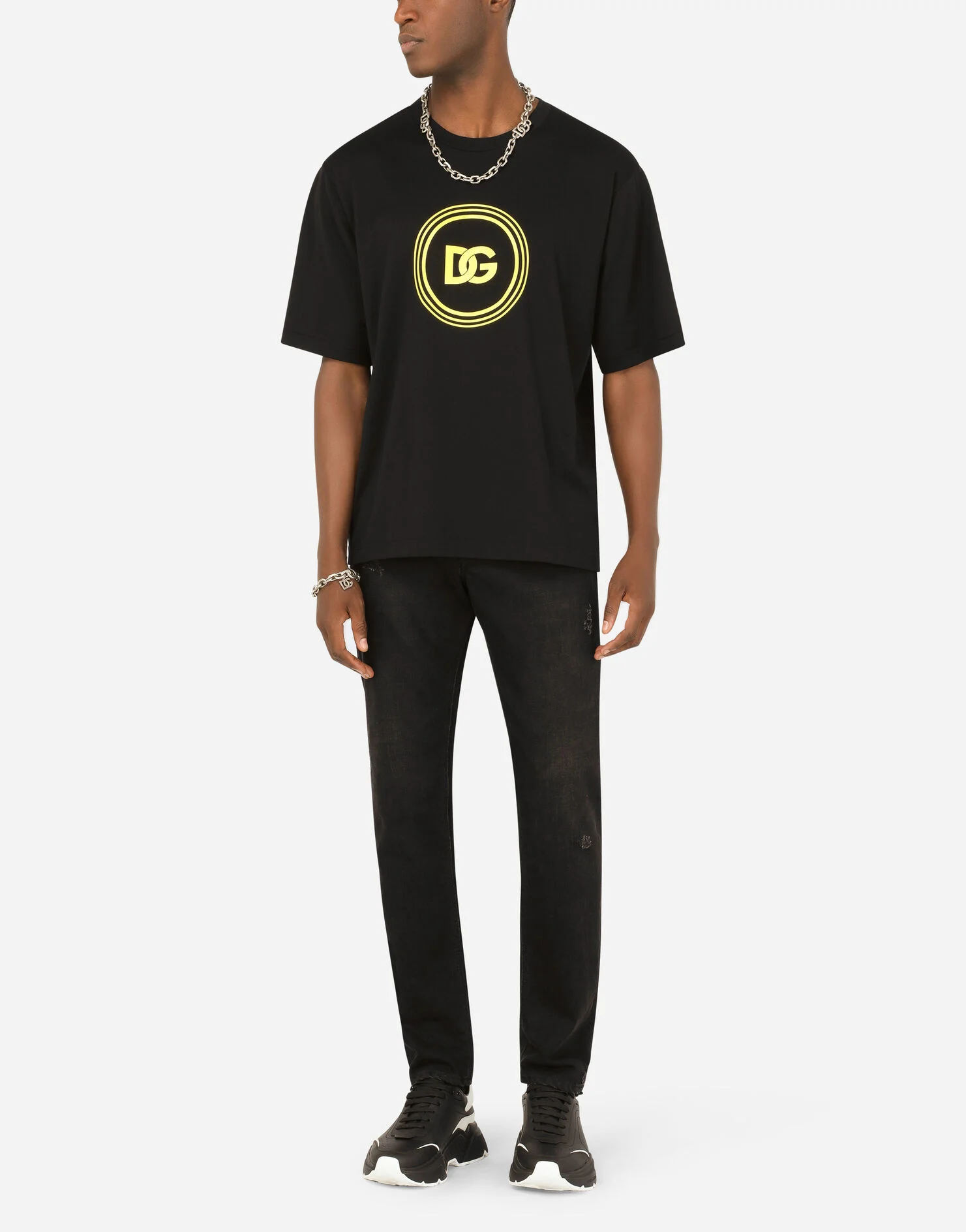 

2022 Summer Men's D&G Letter Printed O-Neck Short-sleeved T-shirt Highstreet Dolce&Gabbana Fashion Male Streetwear Tops