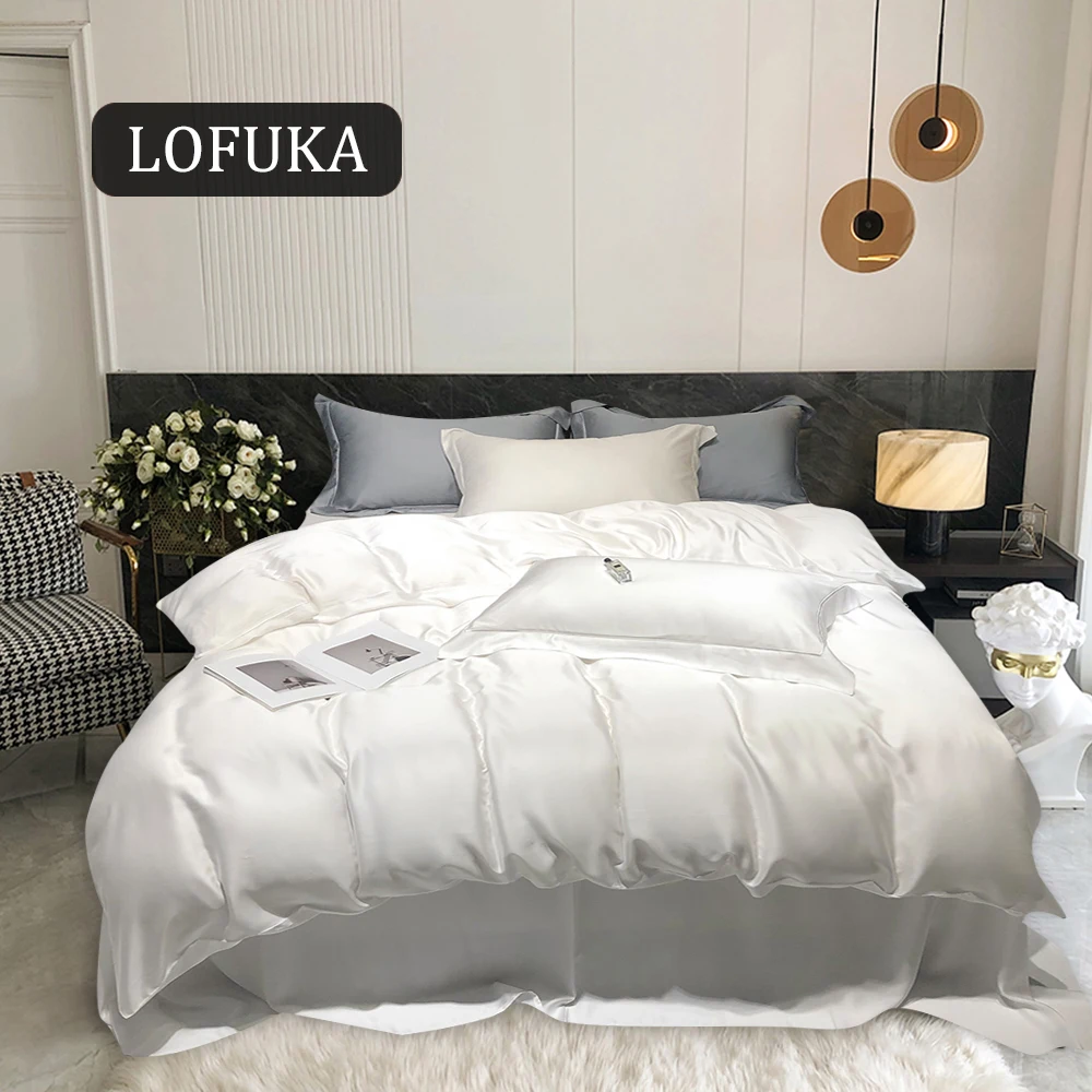 

Lofuka Women White Nature 100% Silk Bedding Set Silky Queen King Quilt Cover Flat Sheet Or Fitted Sheet Set Pillowcase For Sleep