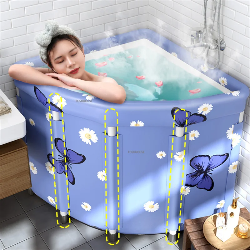

Household Triangular Bathtubs Foldable Bath Bucket Portable Bathtube Swimming Pool Dual-use Sweat Steam Fan-shaped Bath Barrel