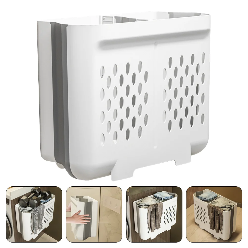 

Multi-function Wall Mount Compartment Bathroom Laundry Hamper Clothes Storage Basket Folding Laundry Basket Laundry Basket