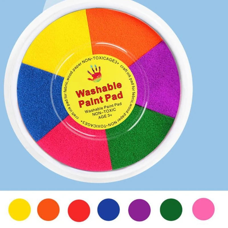 

Kids Painting DIY Ink Round Plate Ink Pad Improve Intellgence Creative Brain Toy for Kingdergarten Kids Over 12Months