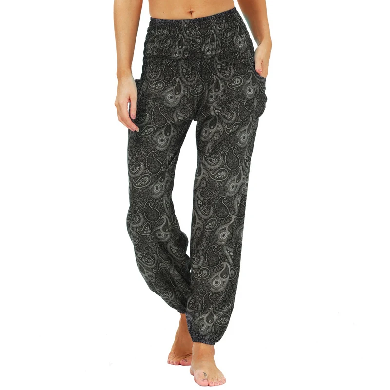 

Summer bohemian print fitness pants sports yoga pants bloomers female outdoor large size trousers gym accessories yoga pants