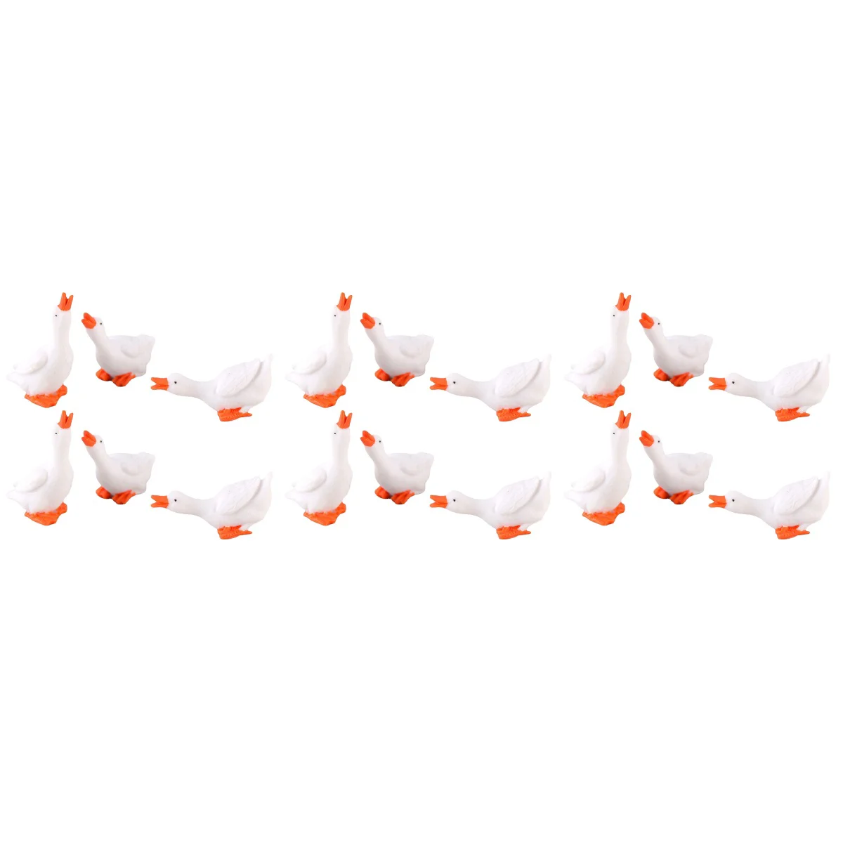 

18 Pcs Tabletop Miniatures Big White Goose Ornament Figurines Duck Resin Animal Statues