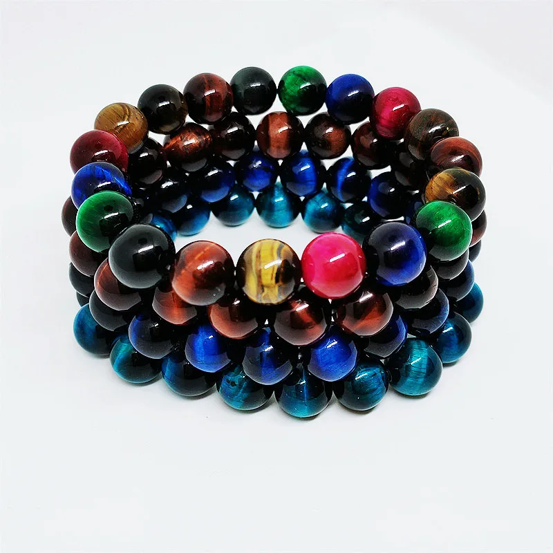

Tiger Eye 6mm-8mm Buddha Bracelet Men's Women's Natural Stone Ball Elastic Rope Bracelet Three-color Direct Sales