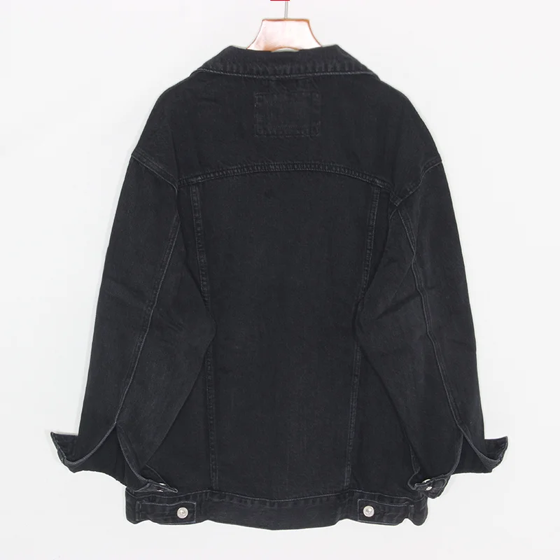 

Fashion Korean Zipper Denim Jacket Coat Women Mid Long Vintage Black Outerwear 2022 Spring Harajuku Casual Loose Jeans Jackets