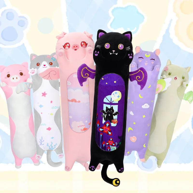 

Long Cat Plush Kawaii Body Pillow, Cute Black Cat Stuffed Animals Plush Soft Plushies Throw Pillow Toys Gift for Girlfriend