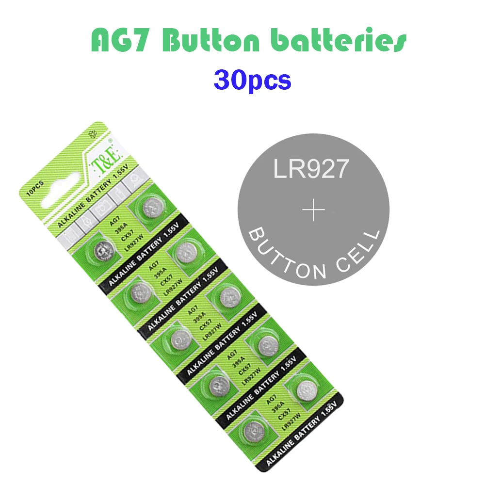 AG7 30 шт. 42 мАч AG 7 кнопочные щелочные батареи 1,55 в GR927 395A для LR57 LR927 SR927W 399 часы электронная игрушка удаленный сотовый монета