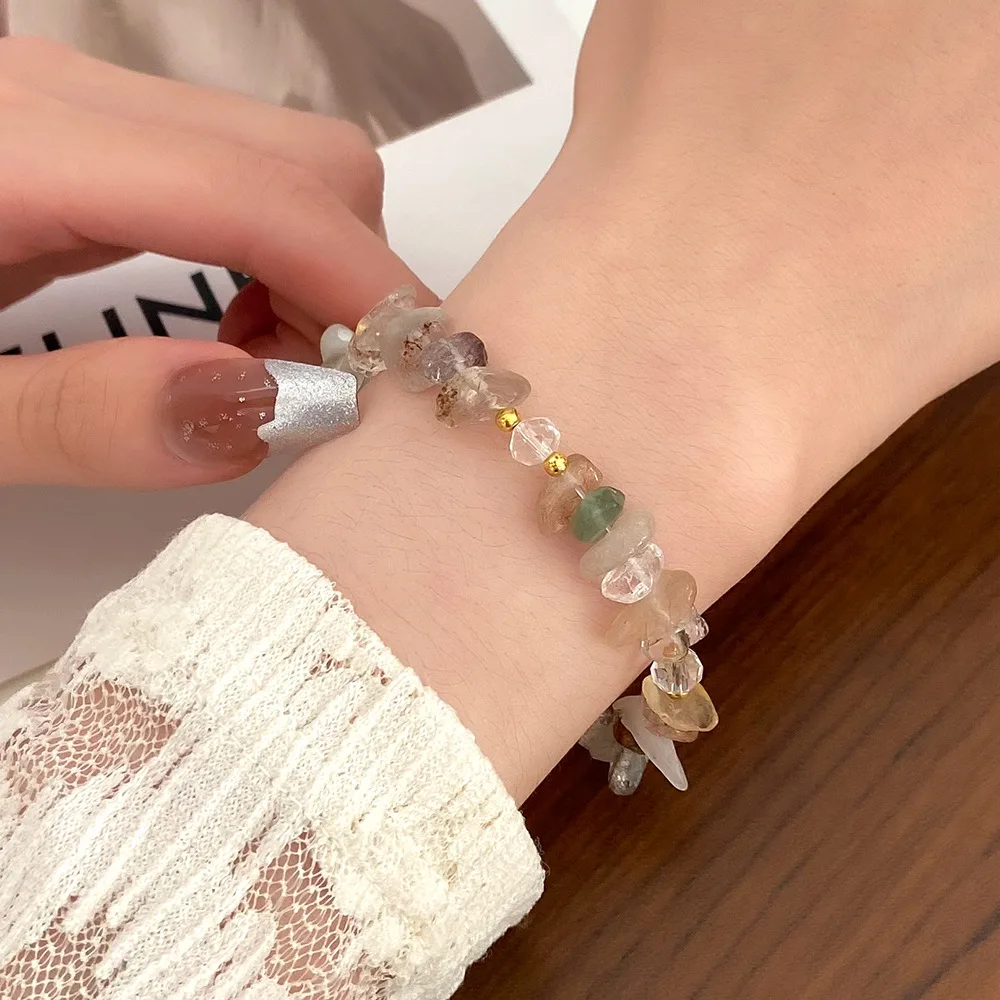 

Natural Crystal Special-shaped Gravel Bracelets for Women Korean Fashion Color Elastic Beadds Bracelet Tarty Jewelry Pulseras