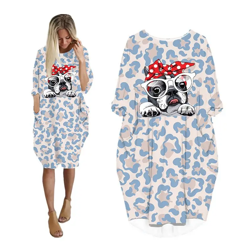 

Платье женское леопардовое с длинным рукавом, модная повседневная Уличная одежда, большие размеры