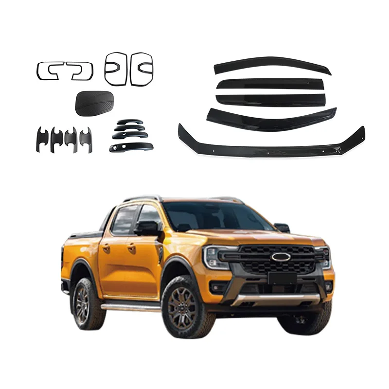 

Matte Black Car exterior Full combo set Kit Cover for Ford Ranger 2022 2023 Accessories