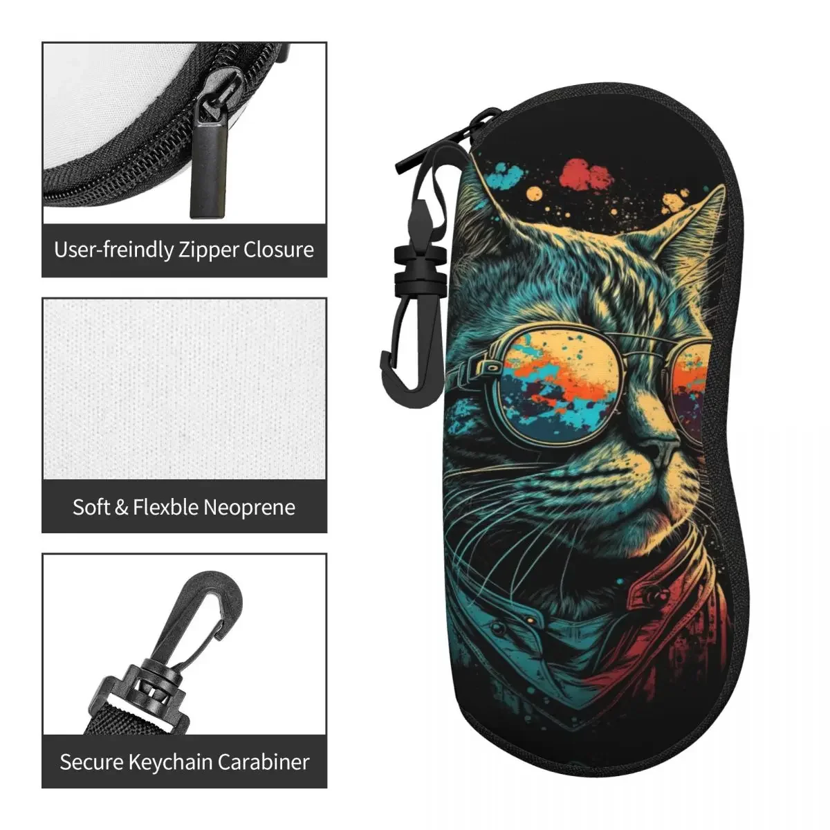z kotem na okulary przeciwsłoneczne etui mężczyźni kobiety fajne ze zwierzętami klasyczne przechowywanie okularów podróżne ochraniacze