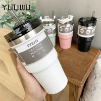 20oz 30oz ice tyrant cup car portable car cup double insulation 304 stainless steel straw cup gift thermos coffee mug