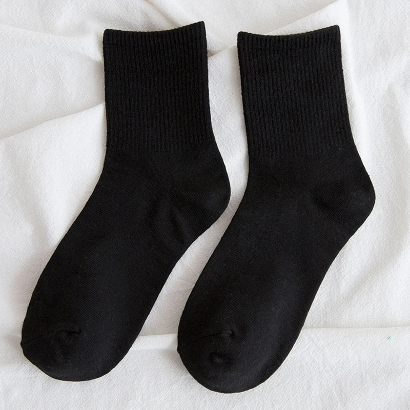 14 Pairs Women Breathable Knitted Cotton Crew Socks Neon Solid Candy Color Harajuku Skateboard Mid Tube Hosiery Gifts 37JB