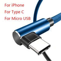 90 degree elbow cable for game fast charge mrico usb type c cable nylon cord data sync cable for mobile phone charging cabies