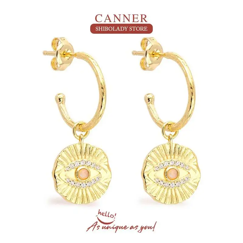 

CANNER Anise Star Moon Earrings Silver 925 Earring For Women Drop Earrings Pendientes 18K Gold Wedding Party Jewelry Gift Aretes