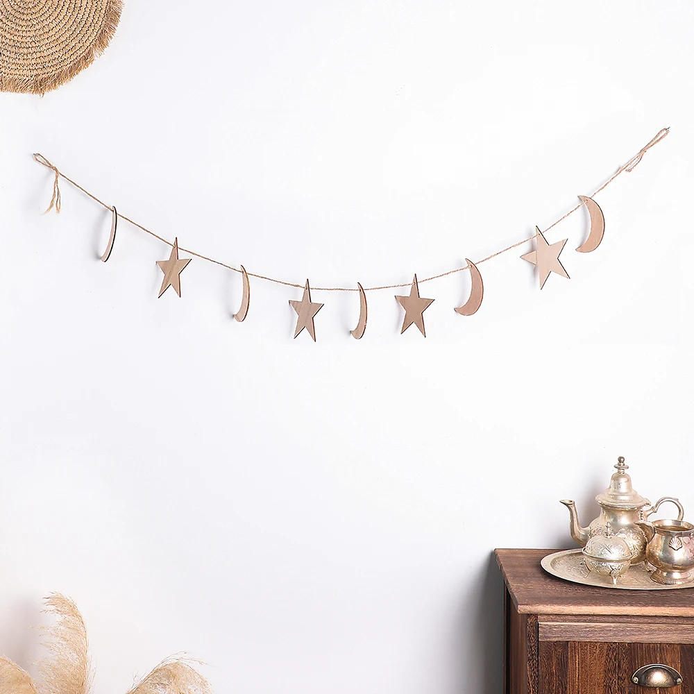 

Rustic Moon and Star Wood Decoration Boho Moon Phase Farmhouse Room Wall Decor Hanging Bedroom Home Baby Nursery Moon Decor