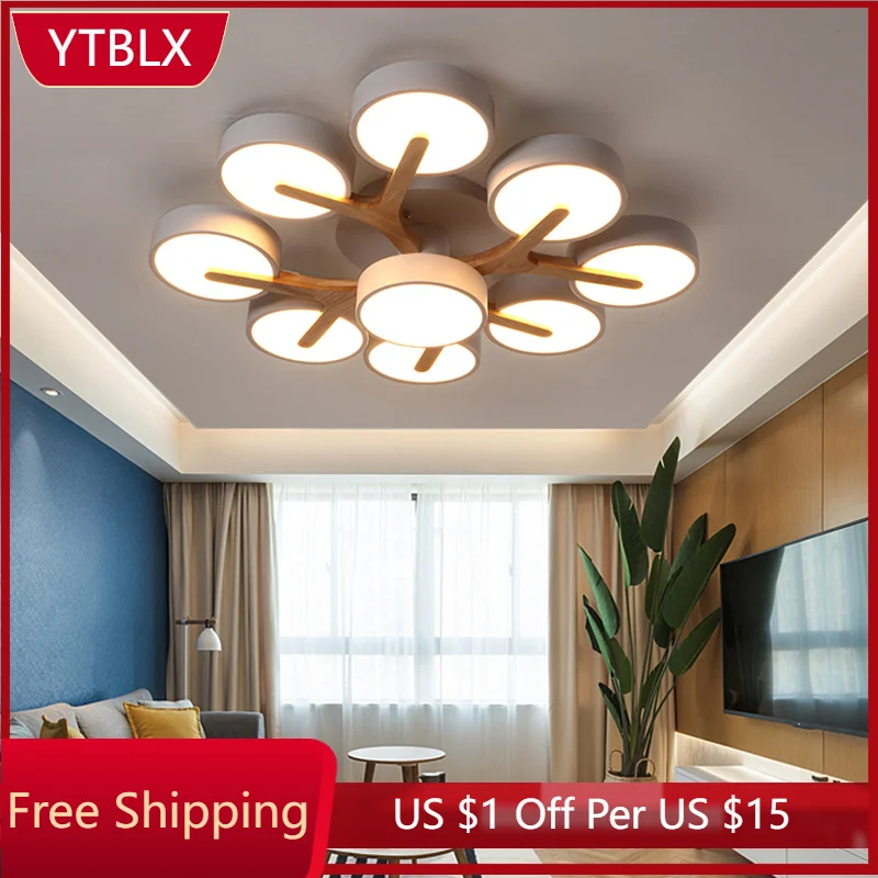 

Индивидуальная люстра в скандинавском стиле в виде макарон, лампа для спальни, потолочное украшение, современный минималистичный деревянн...