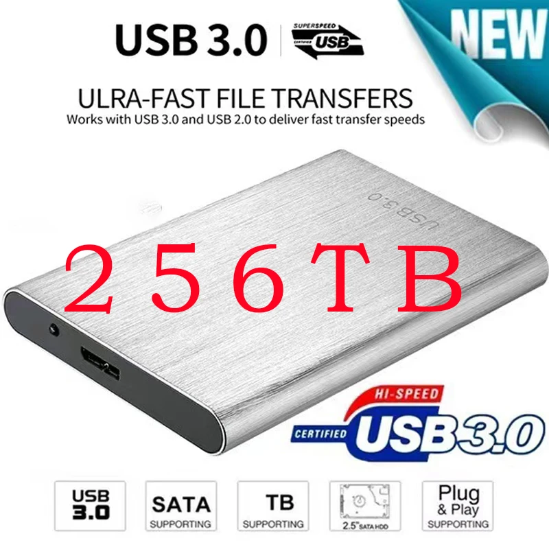 

256tb Portable SSD USB 3.0 HDD 2TB 4TB High-speed External Hard Drive Mass Storage Mobile Hard Disks For Desktop/Laptop/Android