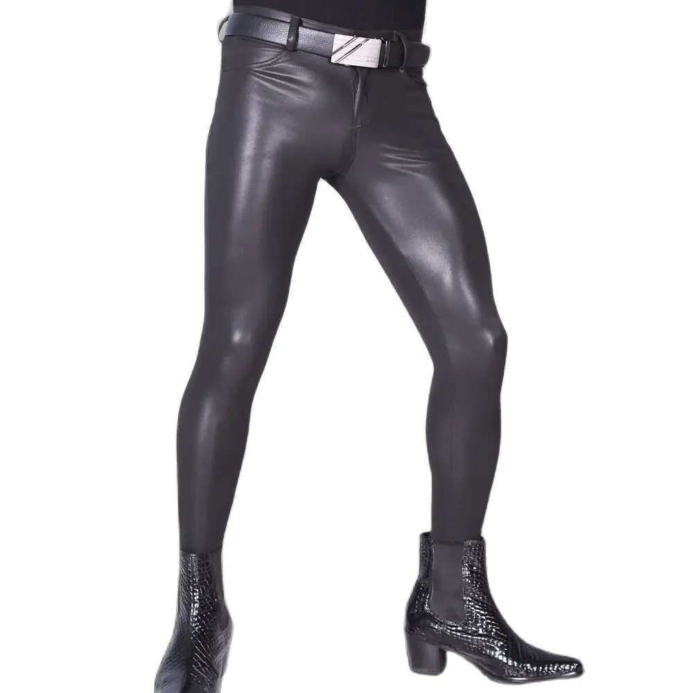 

Мужские облегающие блестящие повседневные танцевальные колготки из искусственной кожи колготки-карандаш брюки тонкие высокоэластичные леггинсы Pantihose