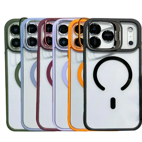 Магнитный противоударный чехол для телефона IPhone 17 Air 17 Pro/Pro Max с подставкой, прозрачный чехол, аксессуары