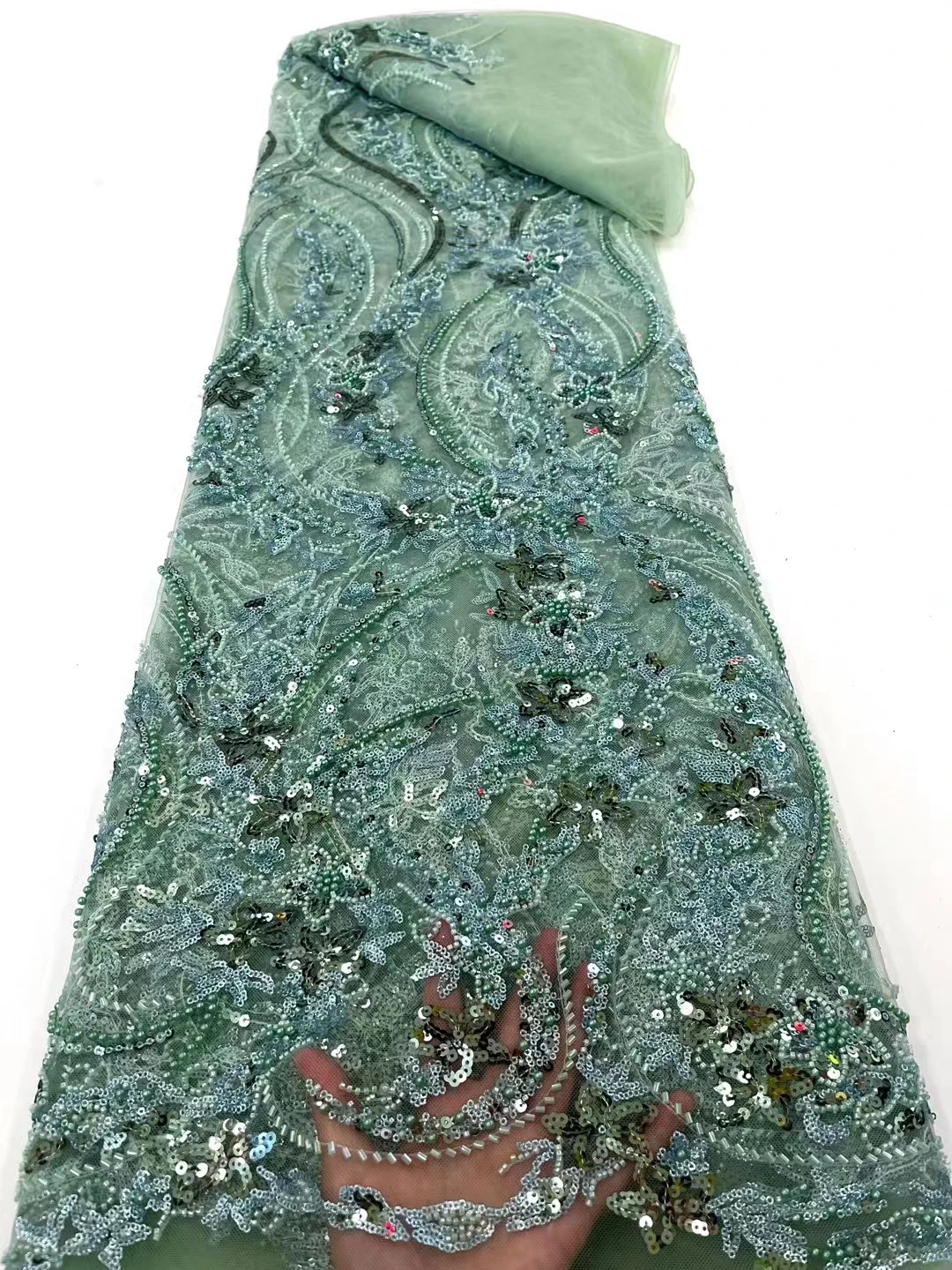 

Новая Европейская и американская кружевная вышивка, кружевные бусины, бусины, блестки, Высококачественная Роскошная модная ткань для вечернего платья