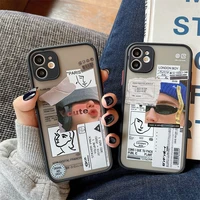 ins creative fashion phone case for iphone 13 12 11 7 8 plus mini x xs xr pro max matte transparent couple tags shell cover
