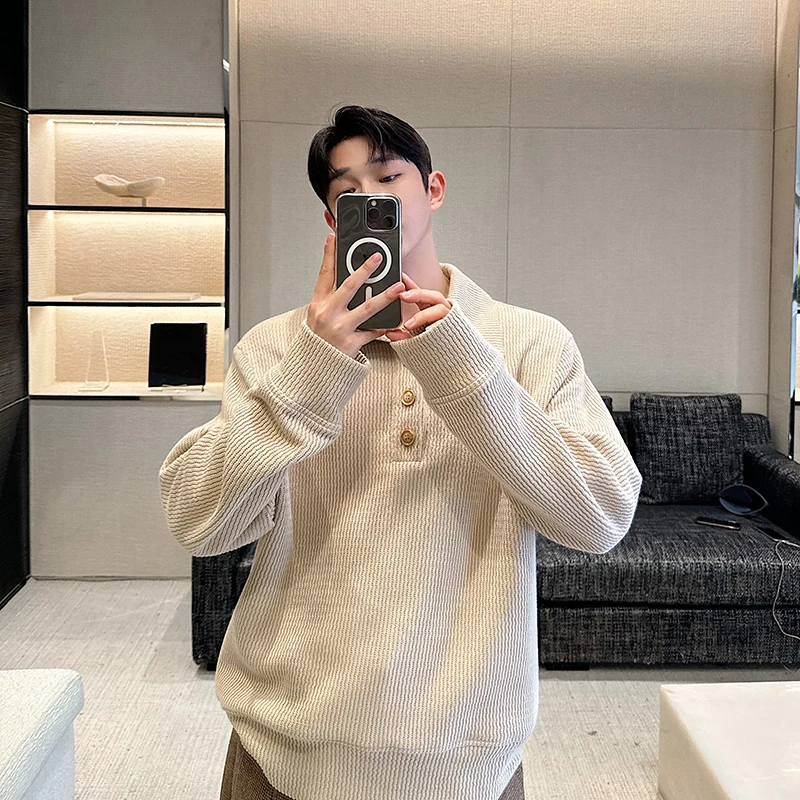 SYUHGFA мужские свитера в корейском стиле повседневные однотонные свободные