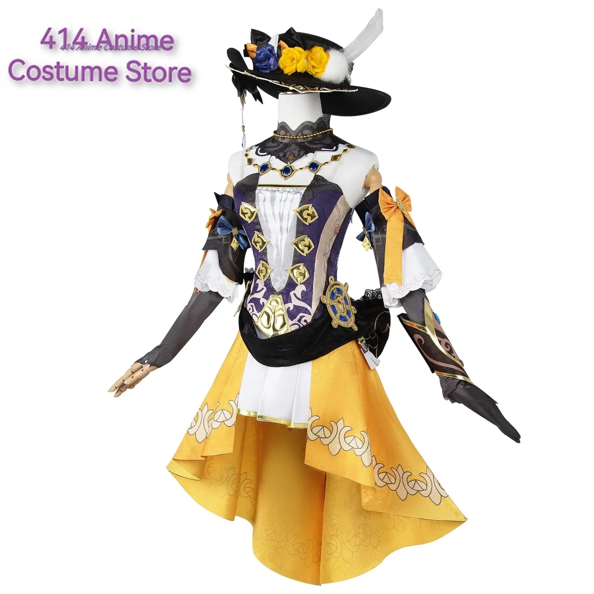 Игра Genshin Navia Impact Косплей Костюм Униформа Парик Шляпа Комплект Женское Платье