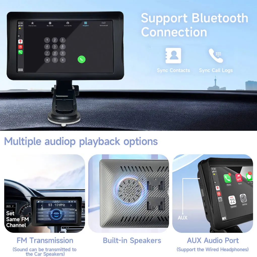 Фото 7-дюймовый сенсорный экран автомобильный радиоприемник с поддержкой Carplay и Android авто с задней камерой AHDCar Play Android автомобильный звук №4