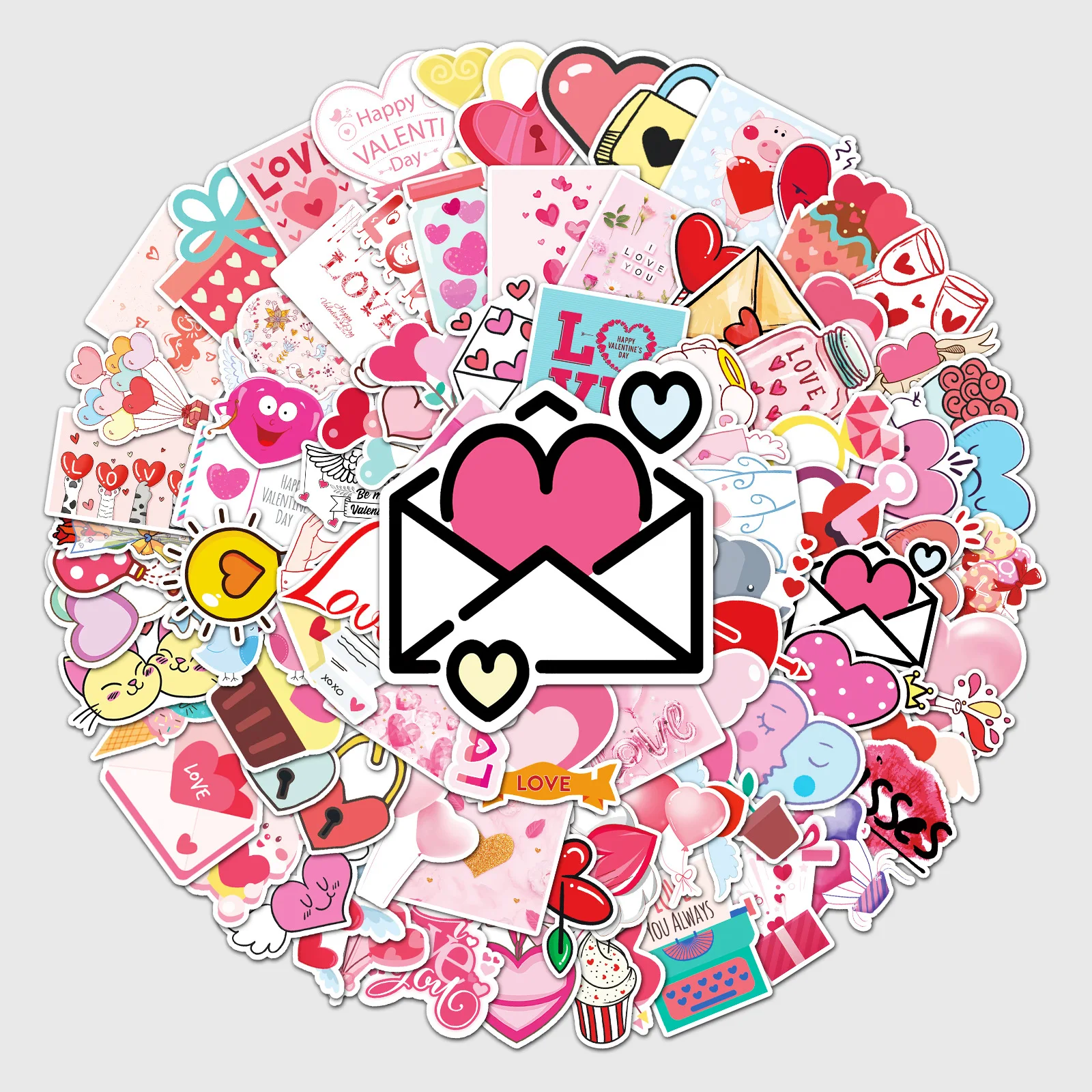 

1 Pack Of 100 Pieces Valentine Graffiti Stickers DIY Scrapbook Skateboard Water-Cup Suitcase Stickers PVC Waterproof Stickers