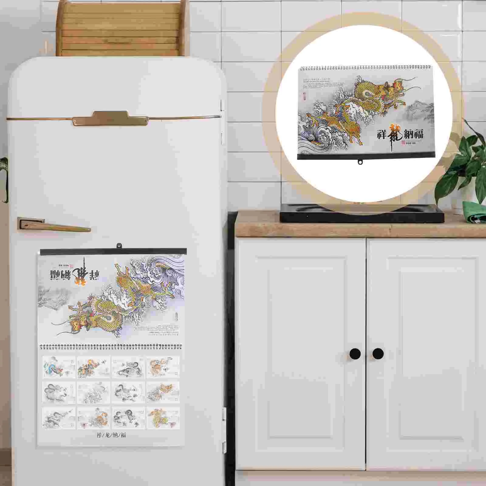 

Календарь на Новый год 2024, подвесная фотография, ежемесячный, годовой, китайский Нежный дракон Advent 3d