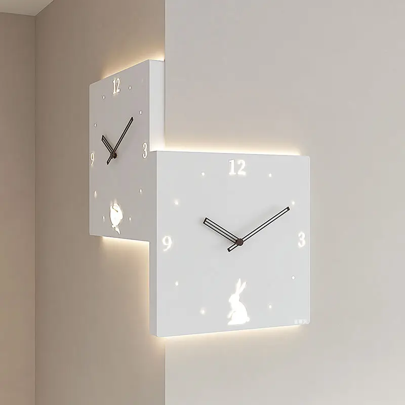 

Creative double side corner wall clock Creative personality home clock corner clock decoration wall mute clock
