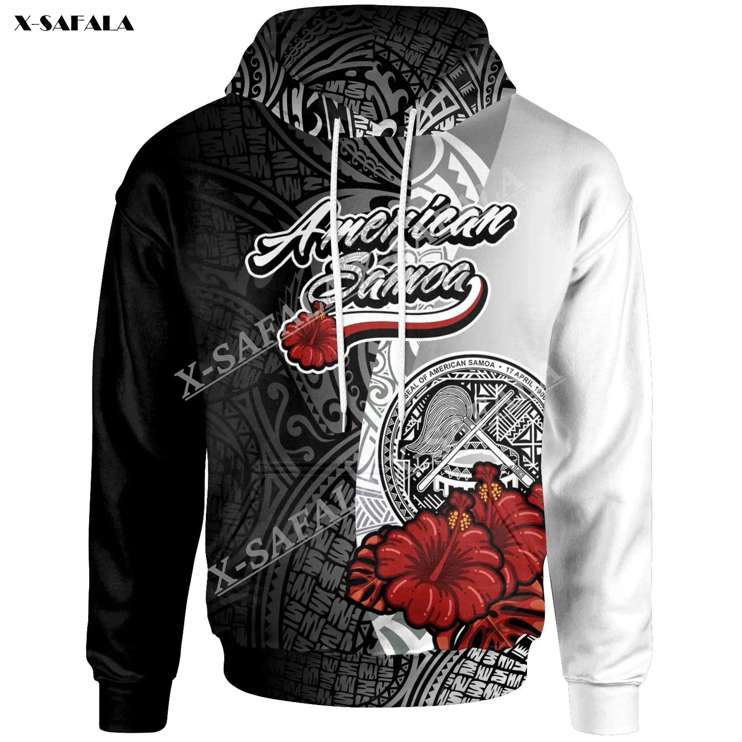 

American Samoa Polynesian Emblem Hibiscus 3D Print Zipper Hoodie Men Pullover Sweatshirt Hooded Jersey Tracksuit Outwear Coat