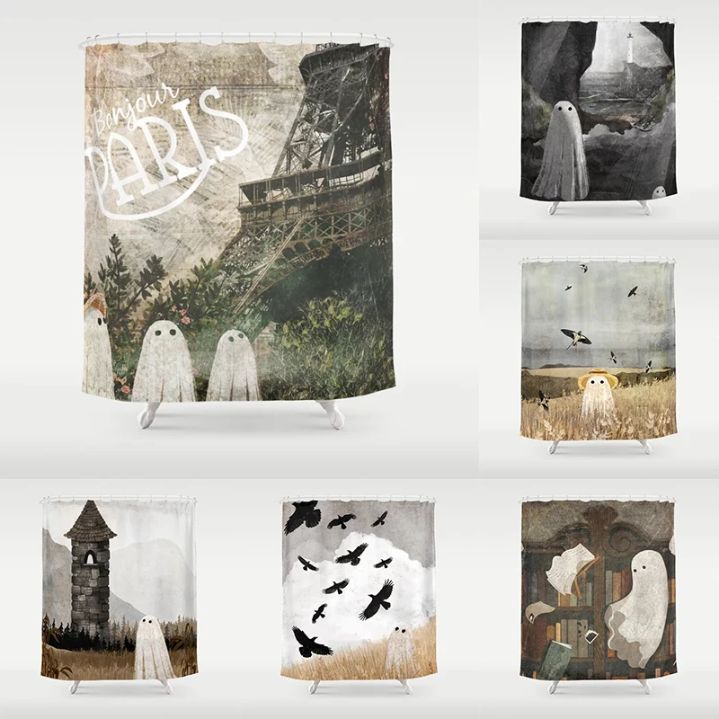 

Haunted Ghost Night Pattern Bathroom Curtain Home Decor Waterproof Bathtub Creative Personality Shower Curtain
