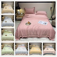 silky summer quilt queen jacquard printing bed quilt adults students lightweight polyester fiber filling summer comforter only