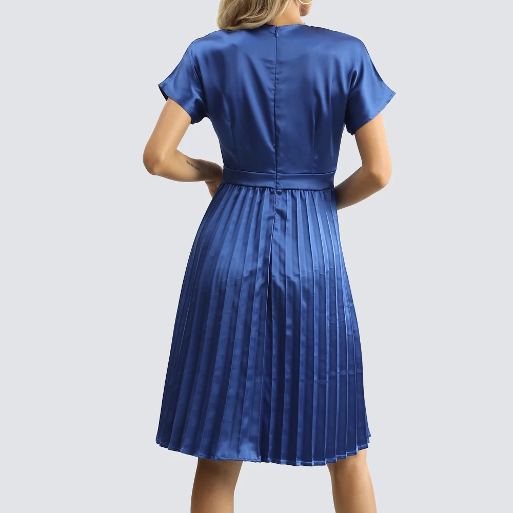 Летние женские модные однотонные плиссированные платья официальное коктейльное